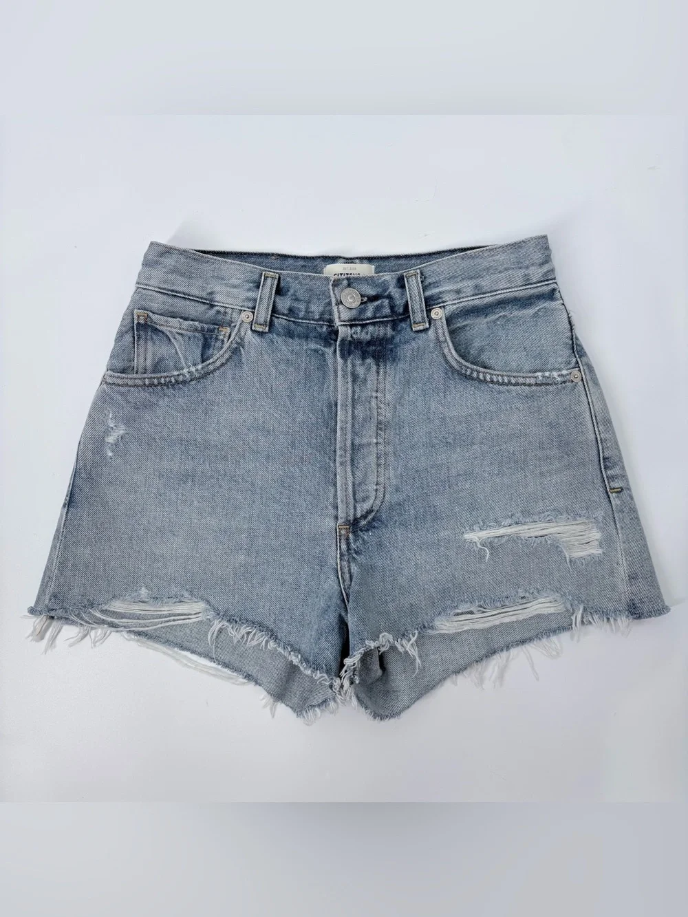 Citizens of Humanity Kaia High-Rise Distressed Denim Shorts